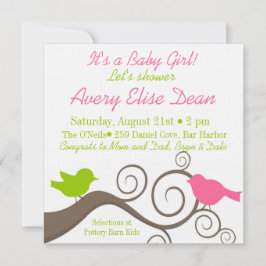 Convites Pássaros em um ramo no limão & no rosa