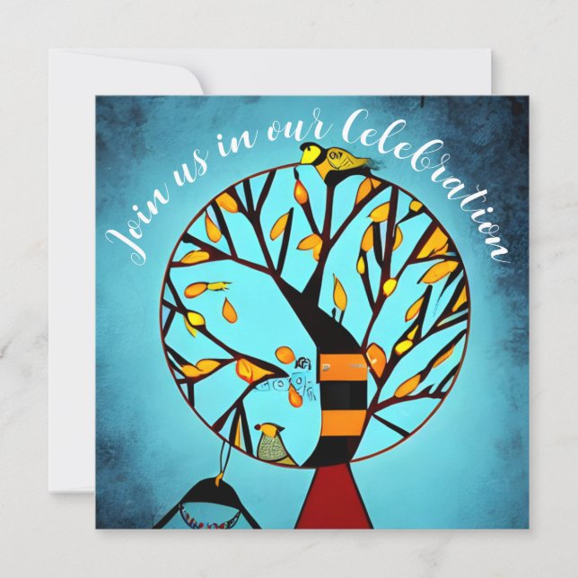 Convites Pássaros na Extremidade das Árvores da Celebração  (Frente)