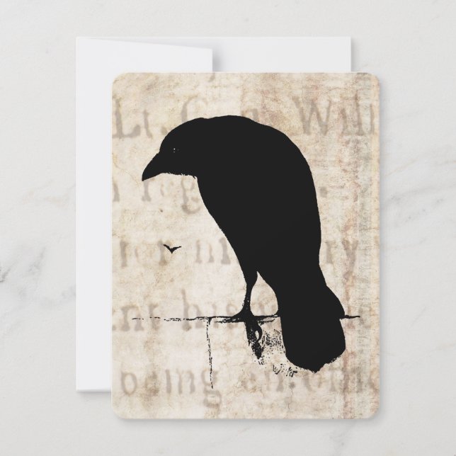 Convites Pássaros retros dos corvos do gótico da silhueta (Frente)