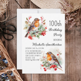 Convites Pássaros Vintage Robin Redbreast 100º Aniversário