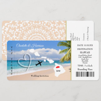 Convites Passe de Bilhete Destino do Havaí