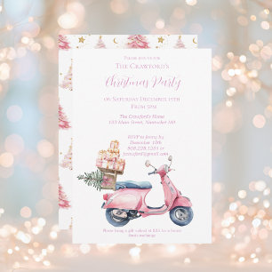 Convites Passeio de Compras de Natal de Scooter Rosa 