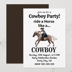 Convites Passeio de Cowboy Montar um Cavalo Como um Cowboy