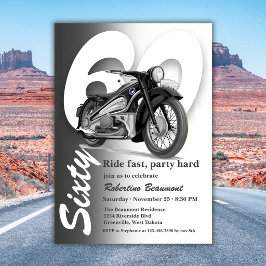Convites Passeio de Moto Clássica Cinza Rápido Aniversário