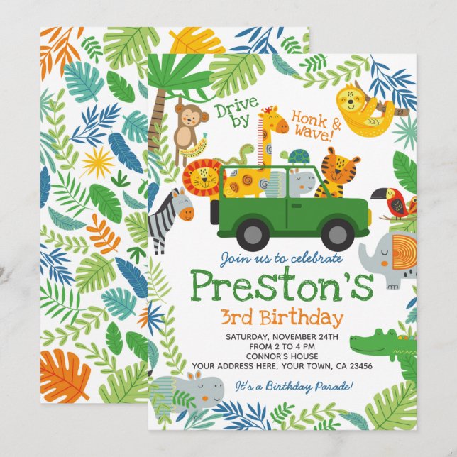 Convites Passeio pela Selva (Frente/Verso)