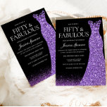 Convites Passo brilhante púrpura a 50ª Festa de aniversário<br><div class="desc">Glitter Roxo Vestido 50º Variações do Convite de aniversário para o convite e itens correspondentes em nossa loja</div>