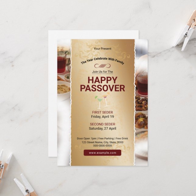 Convites Passover Event Flyer Template (Frente/Verso In Situ)