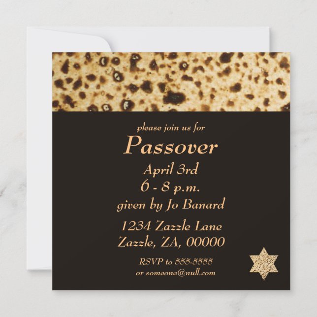 Convites Passover Matzah Star de David (Verso)