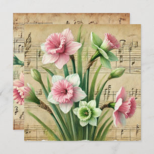 Convites Pasta de papel digital Vintage rosa e verde