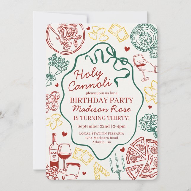 Convites Pasta Dinner Party Holy Cannoli Italian Birthday (Frente)
