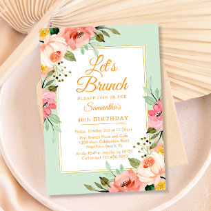 Convites Pastéis Florais Rosa Vamos Brunch Qualquer Festa E
