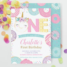 Pastel 1st Birthday Cute Unicorn Donuts Doughnuts