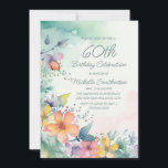 Convites Pastel Amarelo-Teal Flores 60º Aniversário<br><div class="desc">Bonito flores lacadas, amarelas e cor-de-água cor-de-rosa, pastel, 60º convite de aniversário para mulheres. Texto, fontes e texto são completamente personalizáveis, então, embora este cartão seja projetado para uma senhora que comemora seu 60º aniversário, ele pode ser personalizado para qualquer idade. Entre em contato conosco para obter ajuda com a...</div>