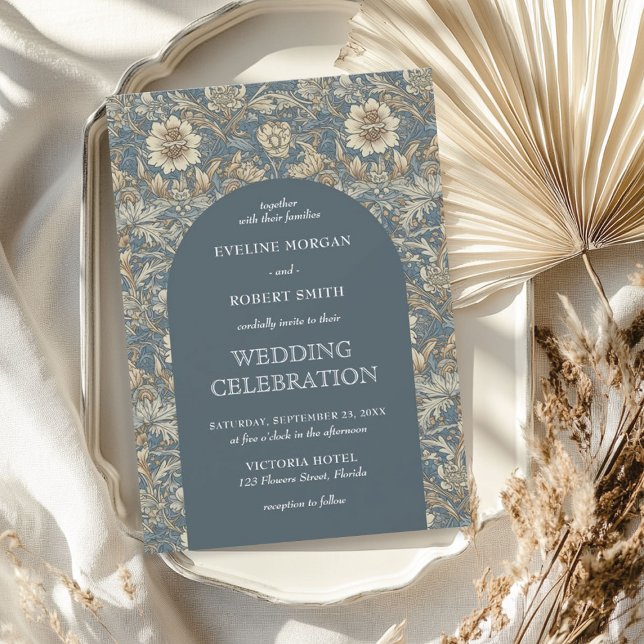 Convites Pastel azul-marfim floral Art Nouveau (Elegant pastel blue ivory floral Art Nouveau Invitation)