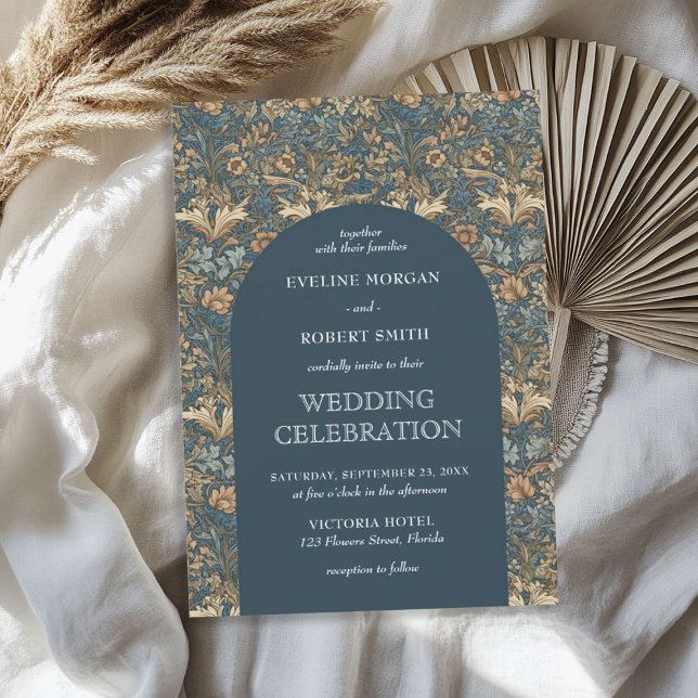 Convites Pastel azul-marfim floral Art Nouveau (Elegant pastel blue ivory floral Art Nouveau Invitation)