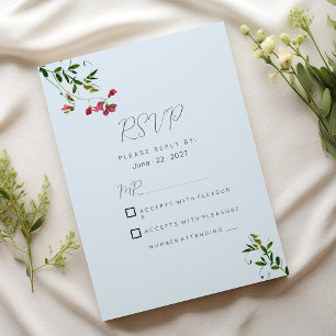 Convites Pastel azul rosa vermelho verde flores RSVP