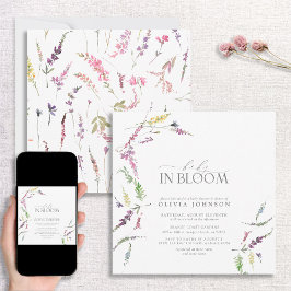 Convites Pastel Baby em Bloom Script Floral Chá de fraldas