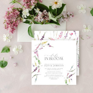 Convites Pastel Baby em Flor Script Floral Chá de Bebê