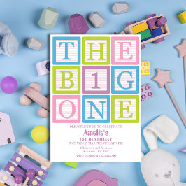 Convites Pastel Block Letters The Big One Girl’s