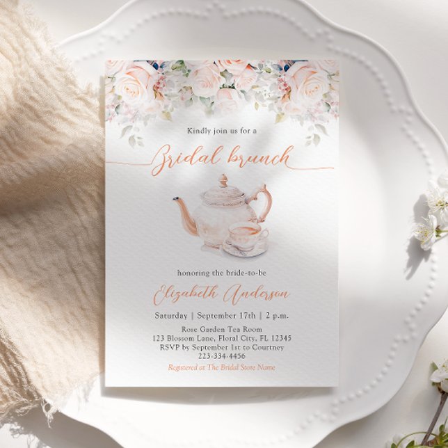 Convites Pastel Blooms Bridal Brunst Tea Party (Criador carregado)