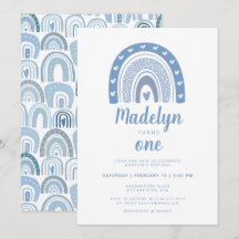Pastel Blue Boho Rainbow Primeiro Aniversário