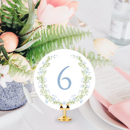 Convites Pastel Blue Floral Wreath Whimsical Table Number
