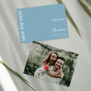 Convites Pastel Blue Minimalist Plain Chic Artsy Weding