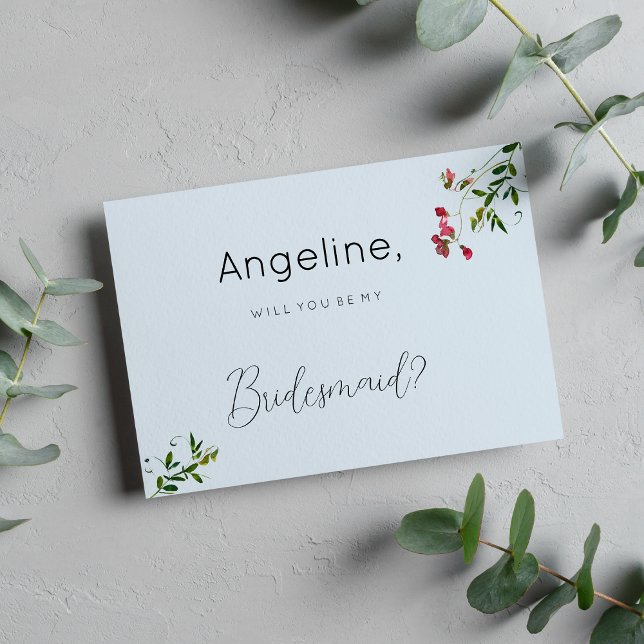 Convites Pastel blue pink red green flowers Bridesmaid (Pastel blue pink red green flowers Bridesmaid)