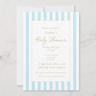 Convites Pastel Blue Stripe Baby Shower Invitation