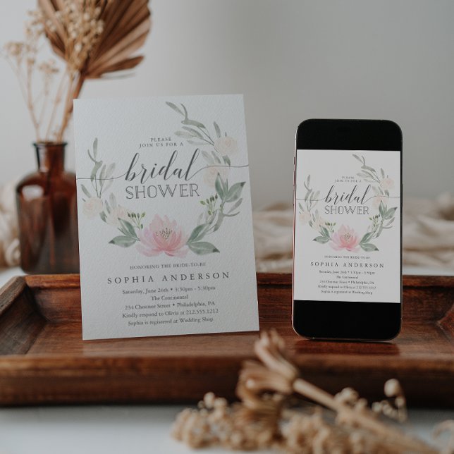 Convites Pastel Blush Floral Chá de panela (Criador carregado)