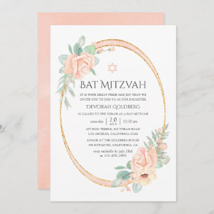 Convites Pastel Blush Geométrico Mitzvah