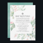 Convites Pastel Blush Greenery Bat Mitzvah<br><div class="desc">Orgânico inspirado em verde,  cor-de-rosa-claro e pastel shades bat mitzvah convite projetado para ser rápida e facilmente personalizado de acordo com as especificidades de seu evento.</div>