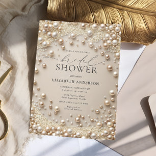 Convites Pastel Blush Pearls com Chá de panela de Ouros