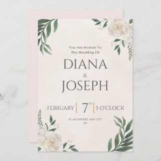 Convites Pastel Botanical Wedding Invitation | EditabLE