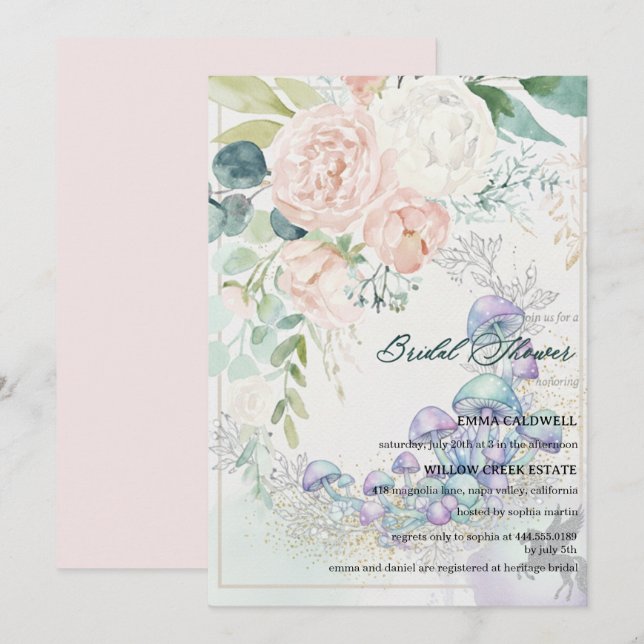 Convites Pastel Bouquet Bridal Shower Invitation (Frente/Verso)