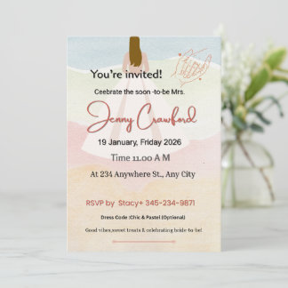 Convites  Pastel Bridal Shower Invitation | Customiza