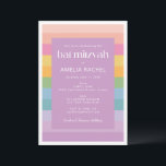 Convites Pastel Brilhante Arco-Íris Roxo Bat Mitzvah<br><div class="desc">Bright Pastel Stripe Rainbow Purple Bat Mitzvah Convite</div>