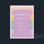 Convites Pastel Brilhante Arco-Íris Roxo Bat Mitzvah<br><div class="desc">Bright Pastel Stripe Rainbow Purple Bat Mitzvah Convite</div>