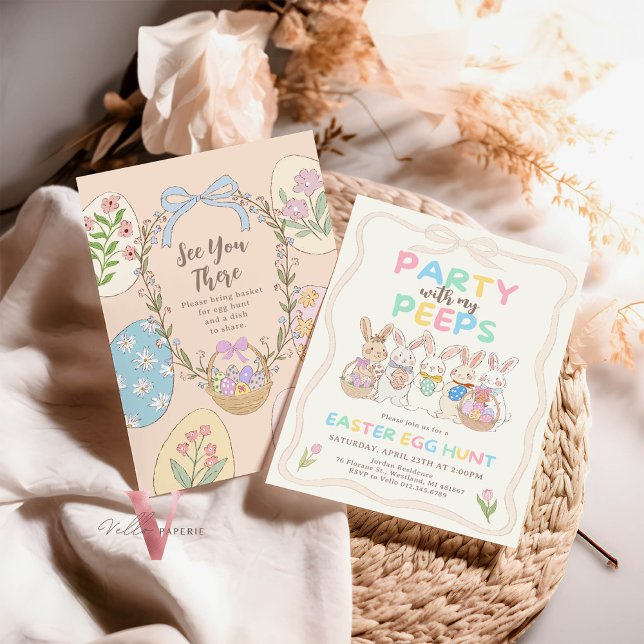 Convites Pastel Bunny Easter Egg Hunt Brunch (Criador carregado)