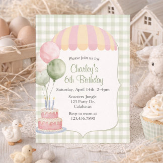 Convites Pastel Carnival Birthday | Vintage | Gingham