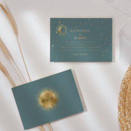Convites Pastel Celestial Dourado Crescent Casamento da Lua