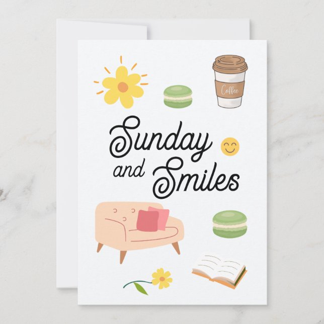 Convites Pastel Coffee Date Card | Chill Sunday Vibes (Frente)