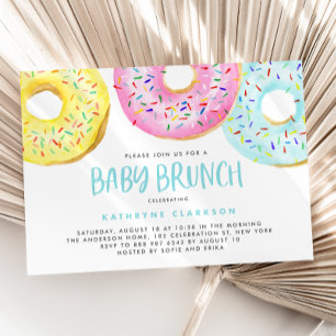 Convites Pastel Colorido Sprinkle Rosquinha Baby Brunch