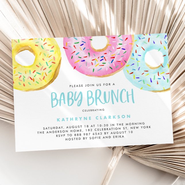 Convites Pastel Colorido Sprinkle Rosquinha Baby Brunch (Criador carregado)