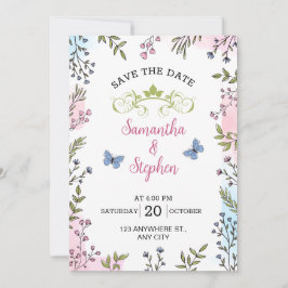 Convites Pastel Colors Sketch Floral Ilustrativo Salvar