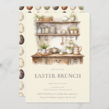 Pastel Cream & Brown Vintage Kitchen Easter Brunch