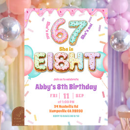 Convites Pastel Donut 67 8th Girl Birthday party Invitation