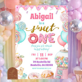 Convites Pastel Donut SweetOne First Birthday party Invitat