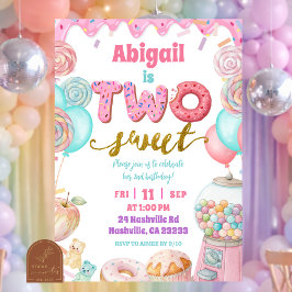 Convites Pastel Donut Two Sweet 2nd Birthday party Invitati