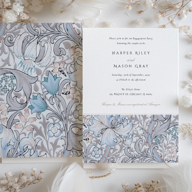 Convites Pastel Elegante da Lily do Ouro festa de noivado (Criador carregado)